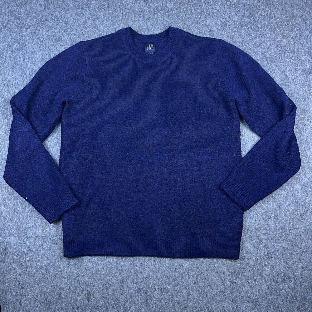 Gap Men's Sweater Tight Knit Crewneck Navy Blue Long Sleeve Heavyweight Size XL